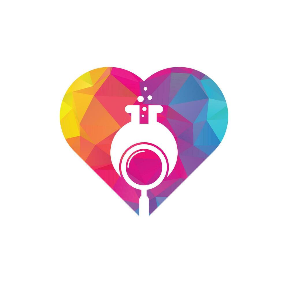 zoeken laboratorium hart vorm concept logo ontwerp. vind laboratorium logo ontwerp vector sjabloon. laboratorium vind logo icoon ontwerp.
