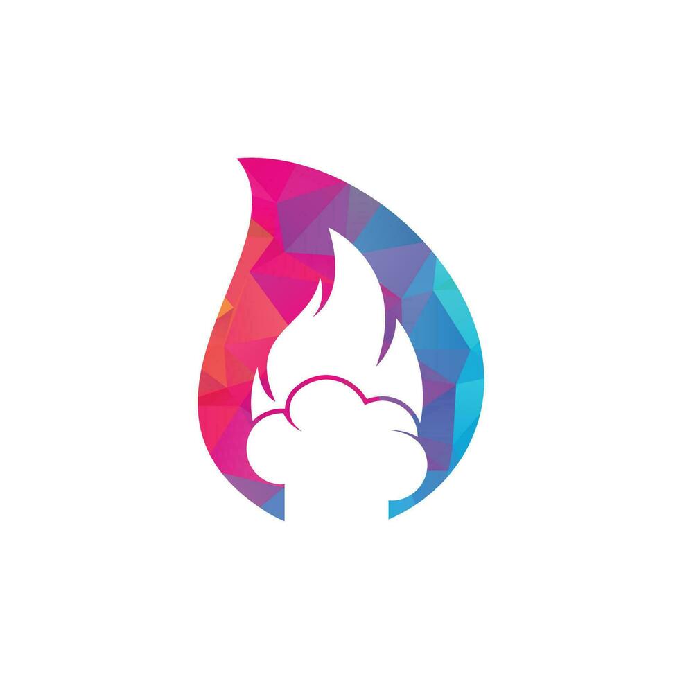 heet chef laten vallen vorm concept vector logo ontwerp. chef hoed met een vlam vector icoon.