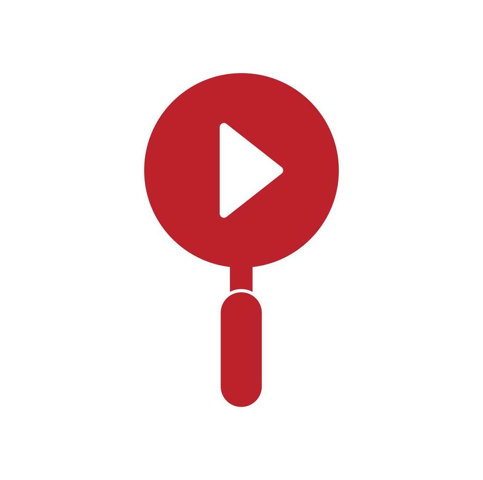 media zoeken play-logo sjabloon. vergrootglas met afspeelsymbool voor zoekmuziek logo ontwerp vector. speel zoekknop logo vector icon