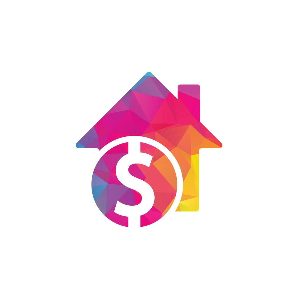 huis betalen logo sjabloon ontwerp vector. munt en echt landgoed logo combinatie. geld en huis symbool of icoon vector