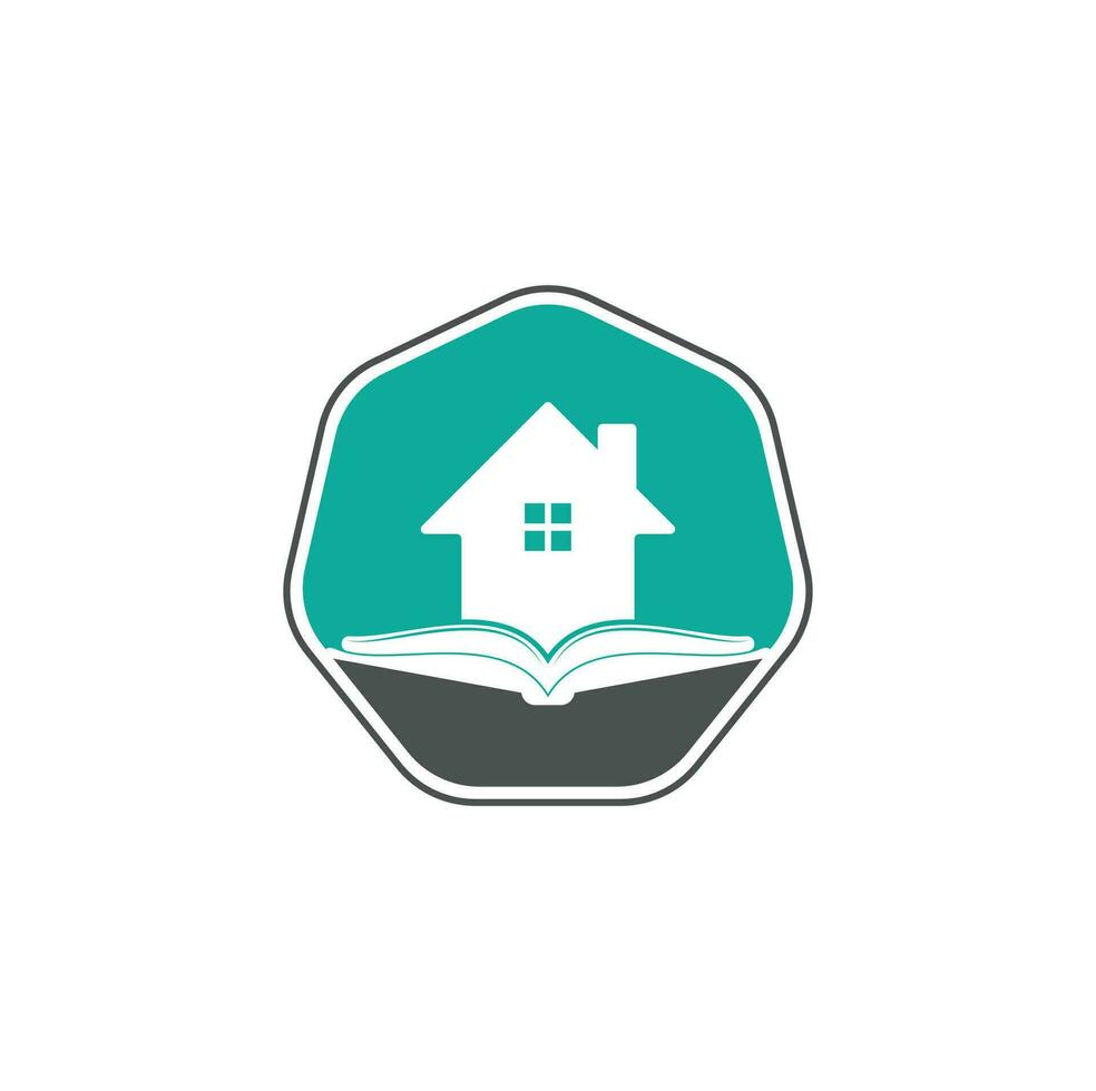 boek huis logo ontwerp sjabloon. huis en boek logo vector icoon