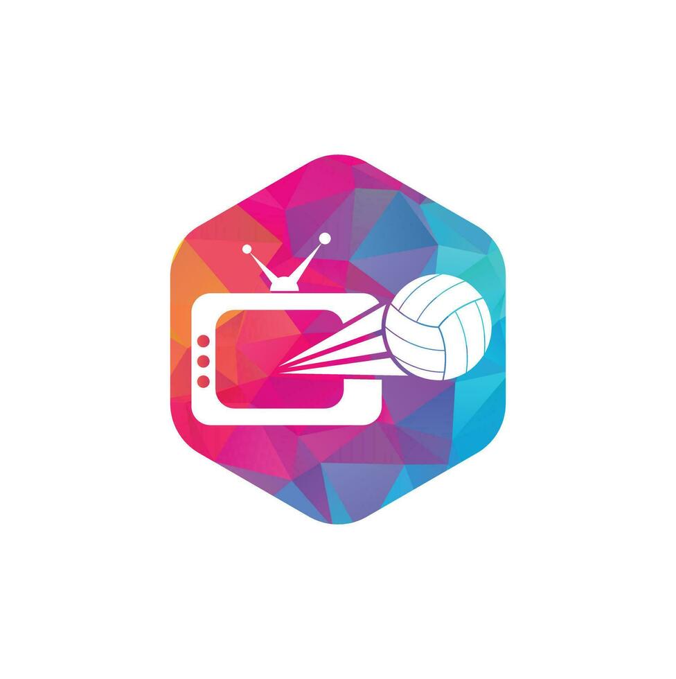 volleybal en TV logo ontwerp. volleybal TV symbool logo ontwerp sjabloon illustratie. vector