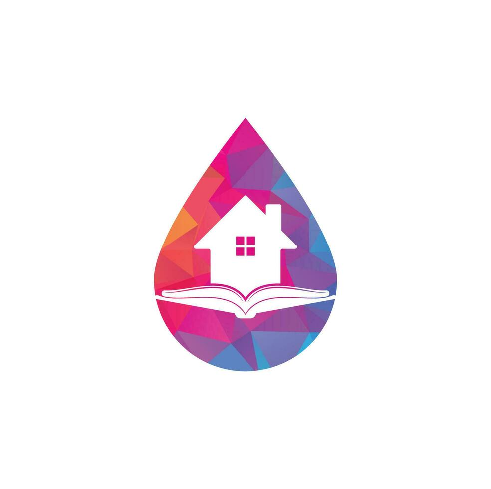 boek huis laten vallen vorm concept logo ontwerp sjabloon. huis en boek logo vector icoon.