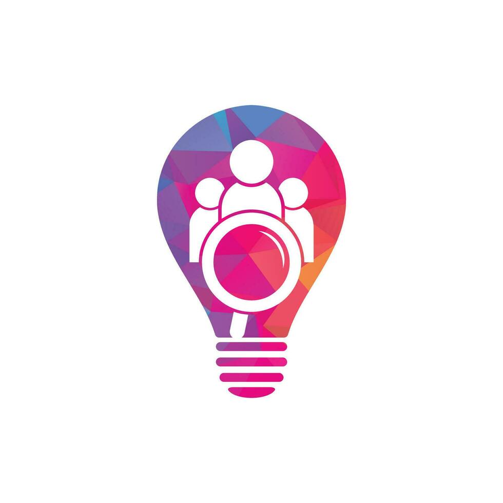 mensen vinder lamp logo logo. vergroten glas logo. loupe en mensen logo ontwerp icoon vector