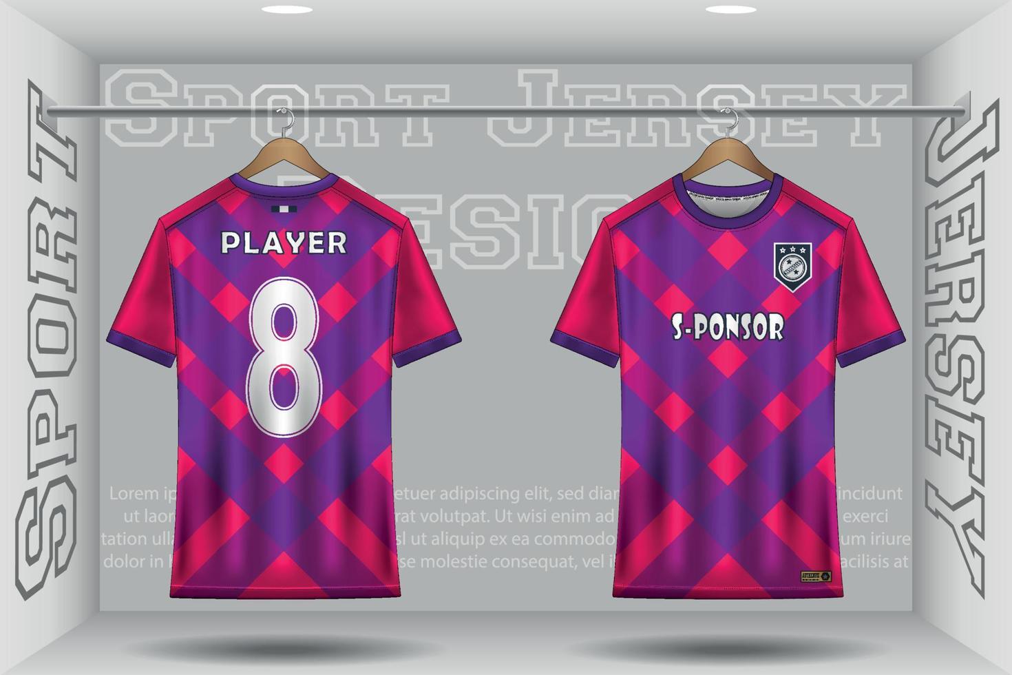 voetbal Jersey mockup Amerikaans voetbal Jersey ontwerp in de studio sublimatie voor sport t overhemd ontwerp verzameling voor racen, wielersport, gamen, motorcross vector