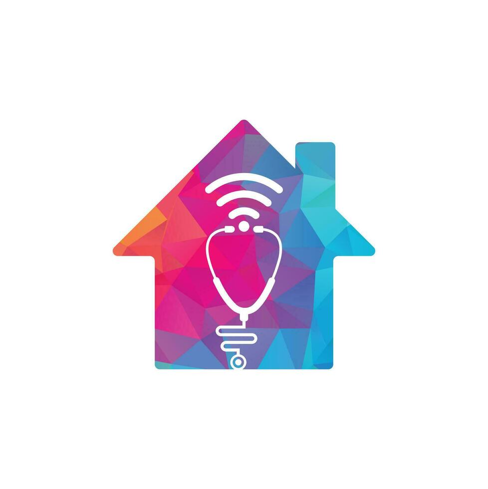 stethoscoop Wifi huis vorm logo icoon ontwerp. stethoscoop met Wifi signalen icoon vector