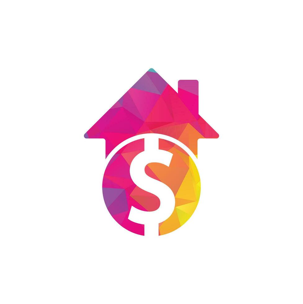 huis betalen logo sjabloon ontwerp vector. munt en echt landgoed logo combinatie. geld en huis symbool of icoon vector