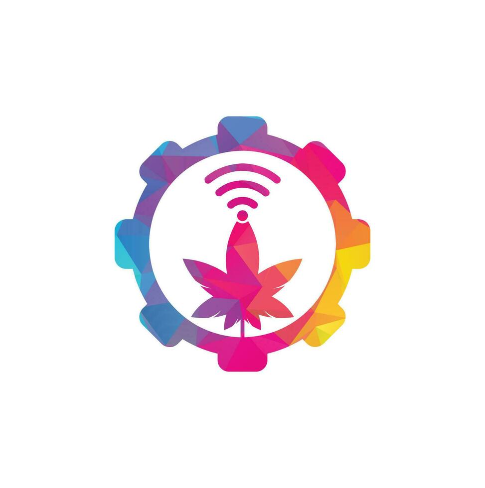 hennep Wifi uitrusting vorm vector logo ontwerp. hennep en signaal symbool of icoon.