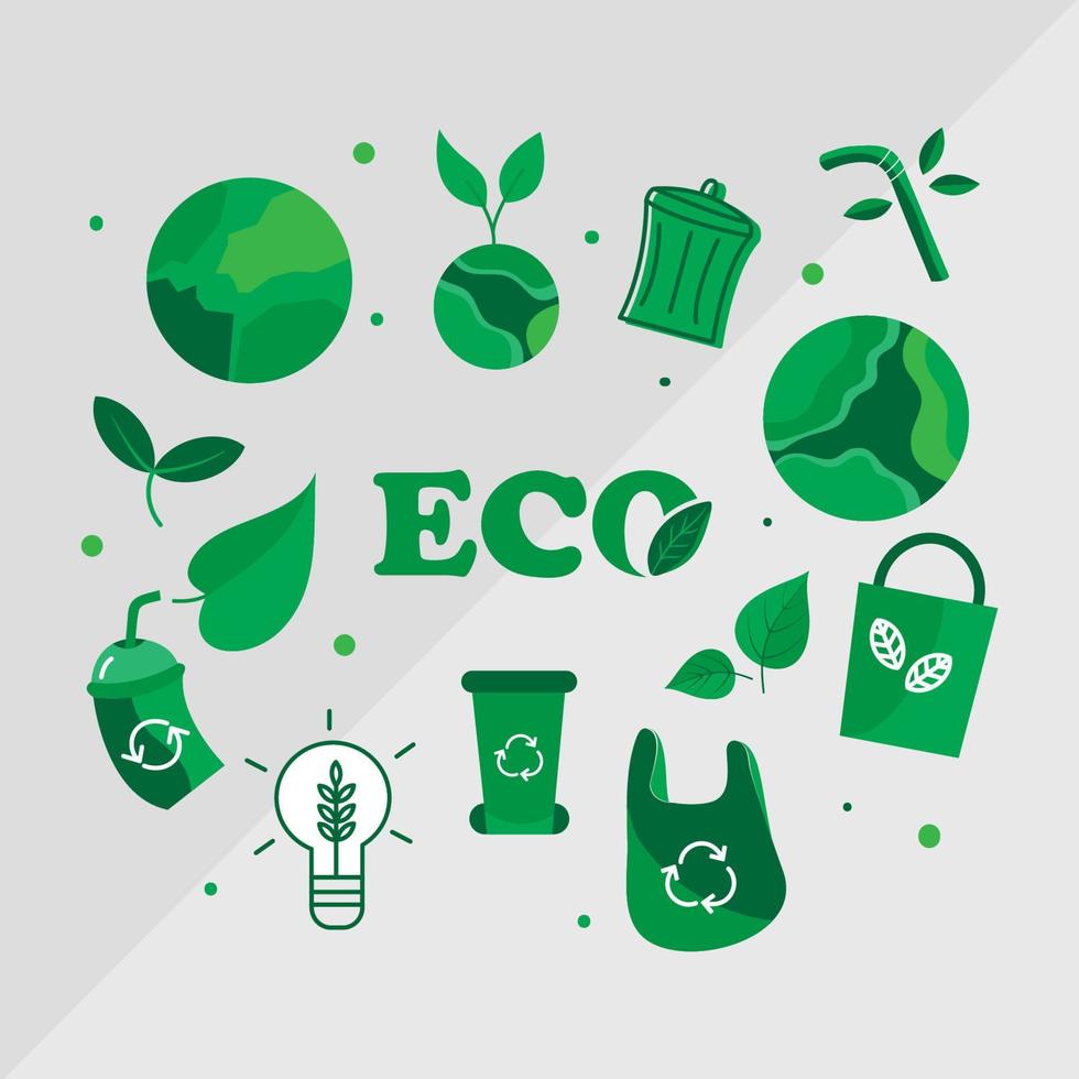 eco vriendelijk vector verzameling vlak ontwerp