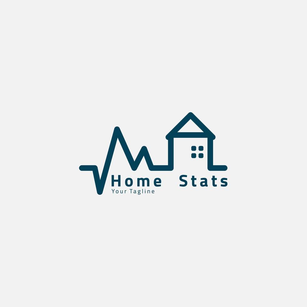 huis logo met statistieken lijn. vector