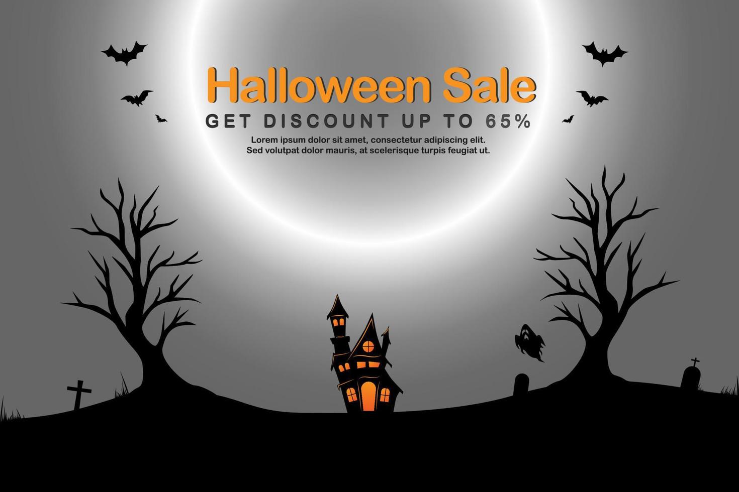 banier voor halloween vakantie evenement website. flash uitverkoop Aan halloween. halloween vector illustratie