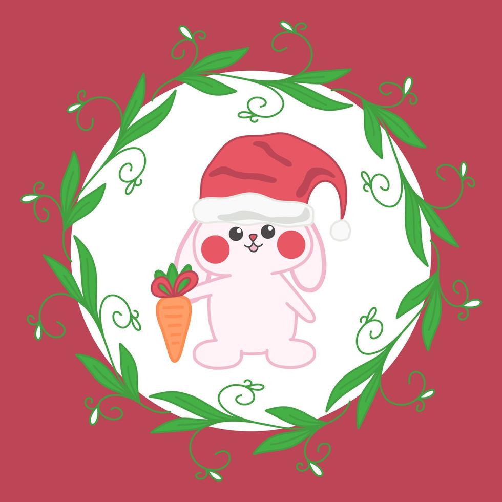 schattig tekening Kerstmis baby konijn vector geïsoleerd illustratie