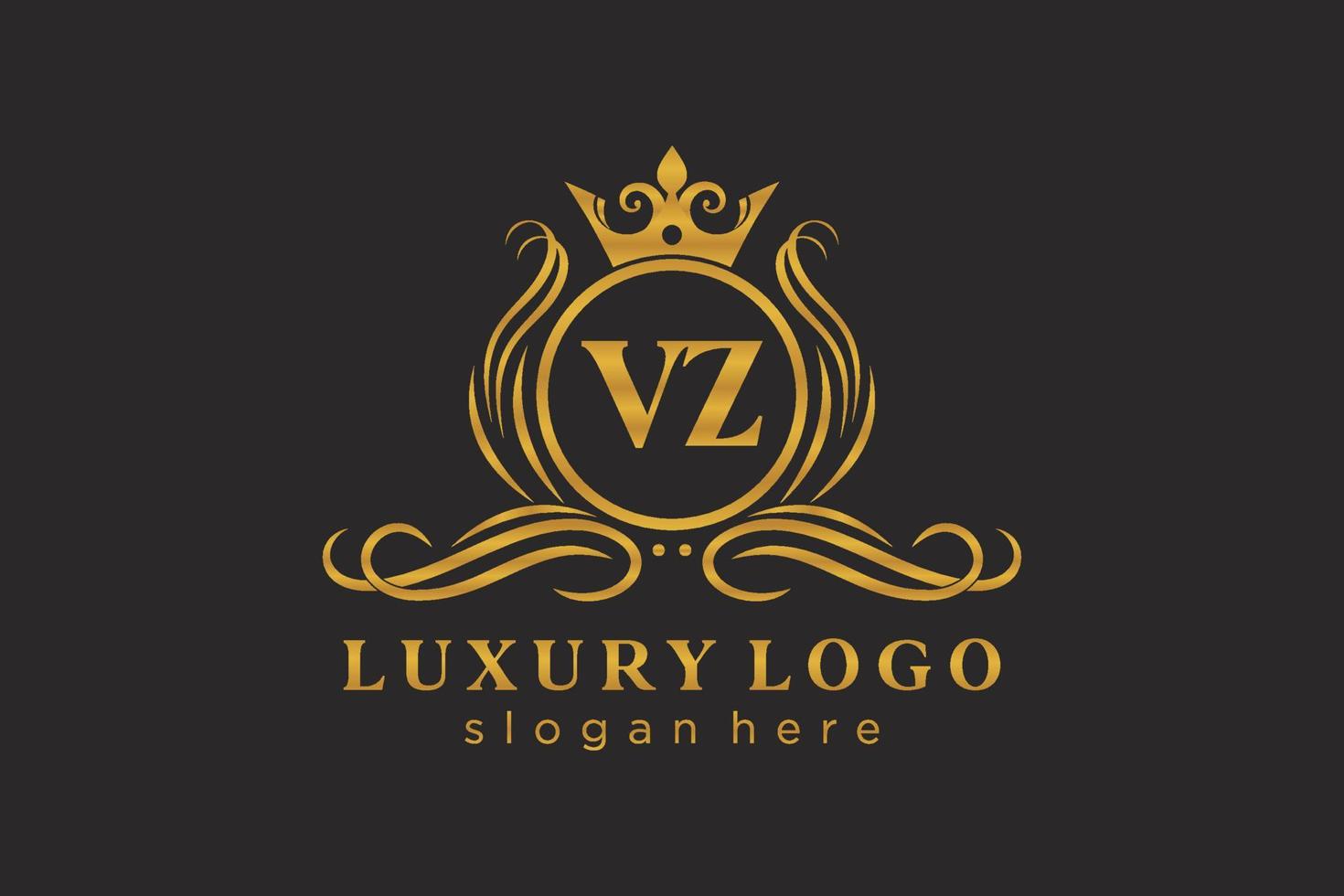 eerste vz brief Koninklijk luxe logo sjabloon in vector kunst voor restaurant, royalty, boetiek, cafe, hotel, heraldisch, sieraden, mode en andere vector illustratie.