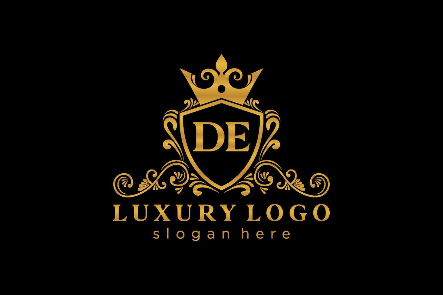 eerste de brief Koninklijk luxe logo sjabloon in vector kunst voor restaurant, royalty, boetiek, cafe, hotel, heraldisch, sieraden, mode en andere vector illustratie.