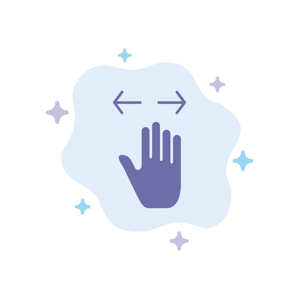 hand- gebaar links Rechtsaf zoom uit blauw icoon Aan abstract wolk achtergrond vector