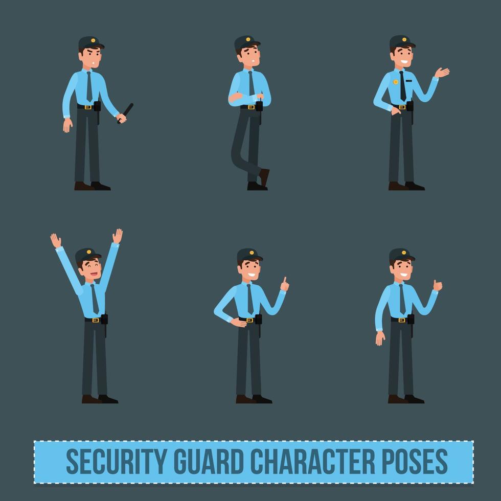 vector veiligheid bewaker karakter poses