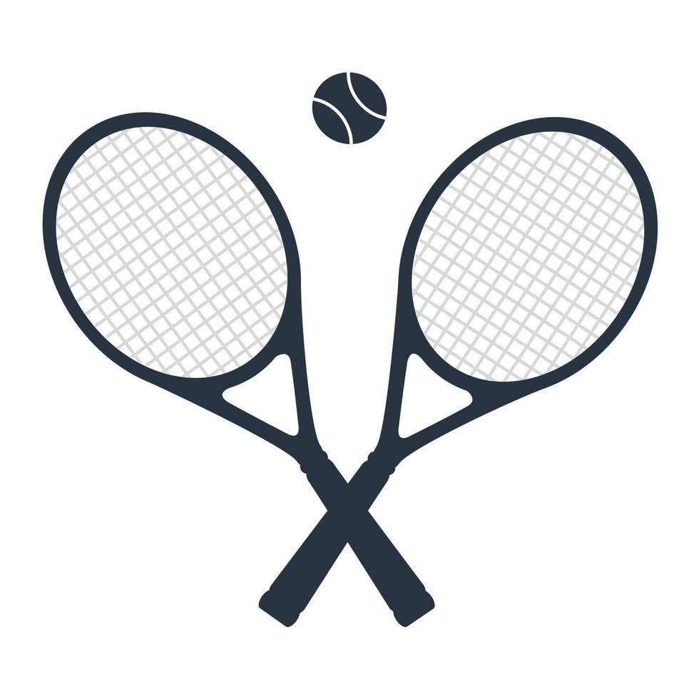 tennis rackets en een bal. tennis en bal icoon in modieus vlak stijl, gemarkeerd Aan een wit achtergrond. een sport- symbool voor uw web ontwerp, logo, gebruiker koppel. vector illustratie