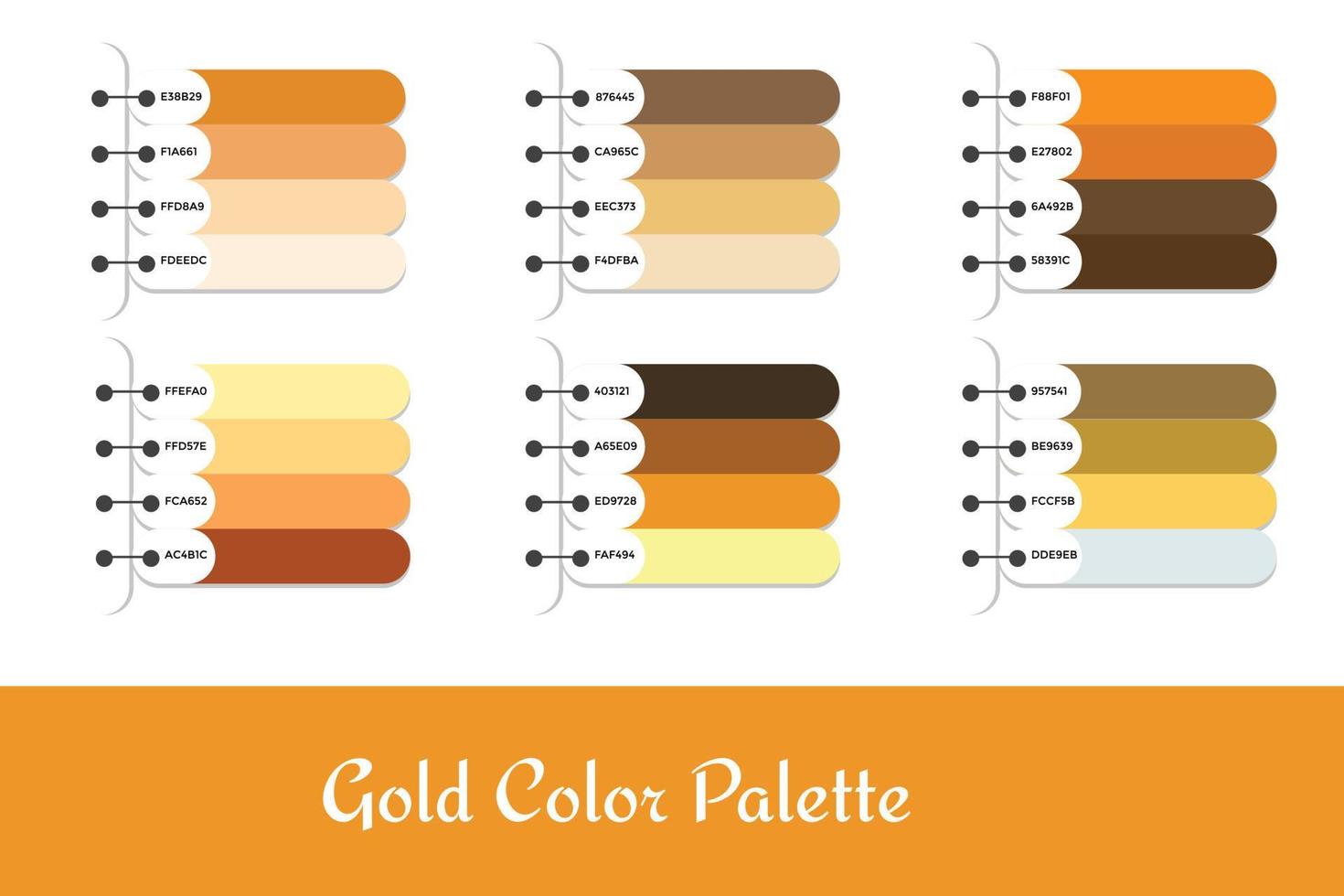 6 verschillend goud kleur paletten vector