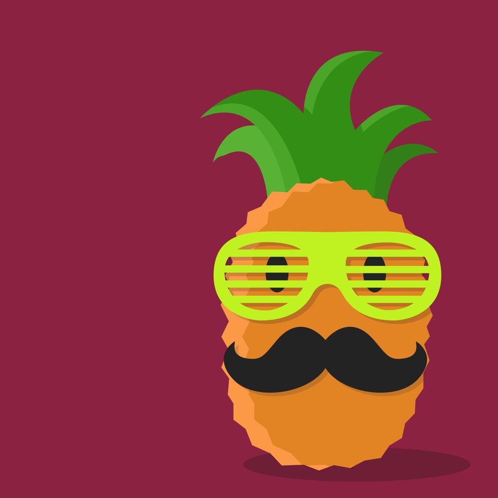 mode ananas met snor en bril vector illustratie