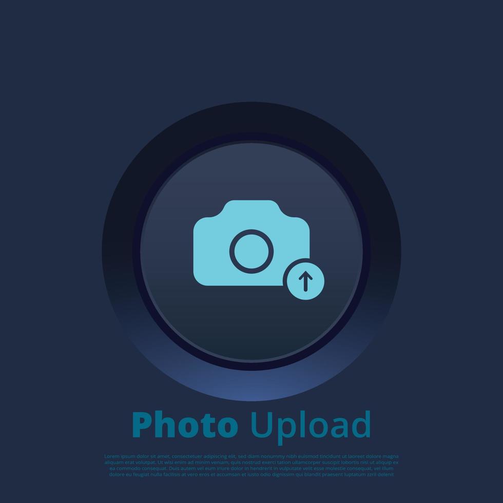 foto uploaden ui knop met vlak icoon vector