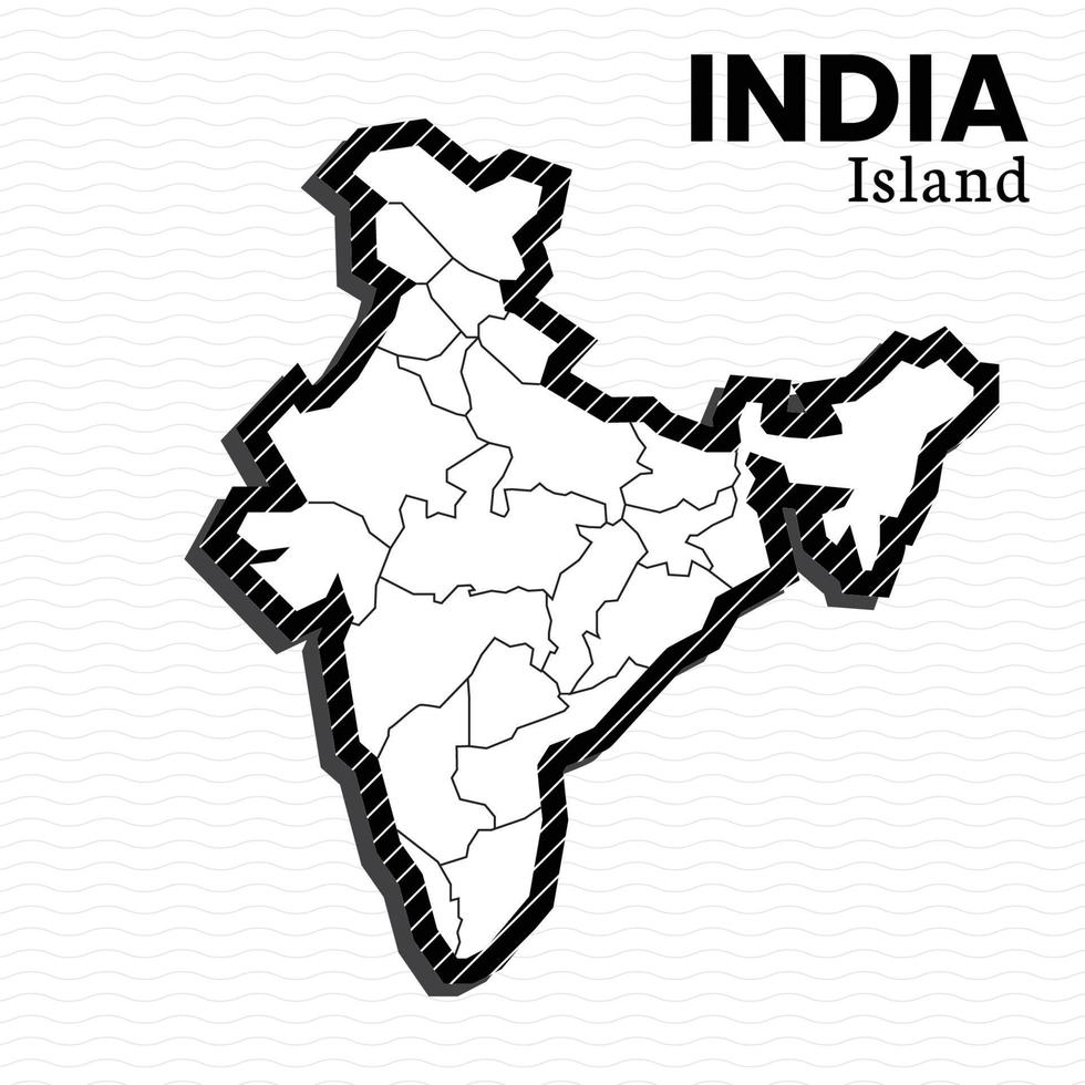post sjabloon voor sociaal media Indië eiland vector kaart zwart en wit, hoog detail illustratie. Indië is een van de landen in Azië.