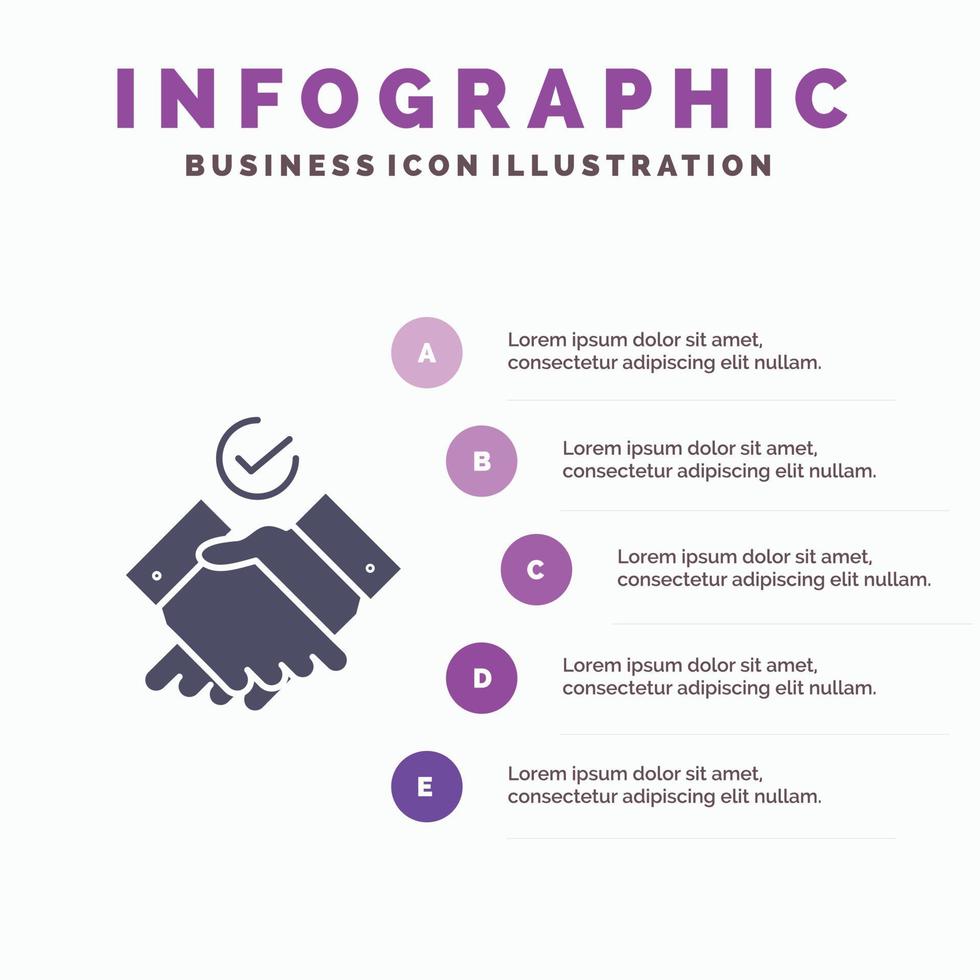 baan thema's werk solide icoon infographics 5 stappen presentatie achtergrond vector