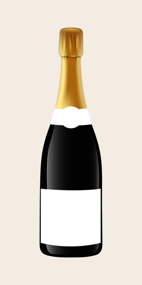 fles voor alcoholisch drankjes met gouden folie en blanco label. Champagne fles model. vector illustratie.