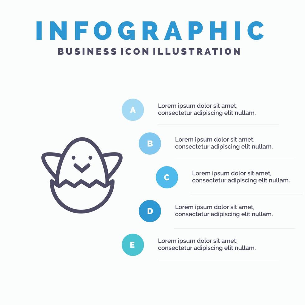 Pasen ei voorjaar lijn icoon met 5 stappen presentatie infographics achtergrond vector