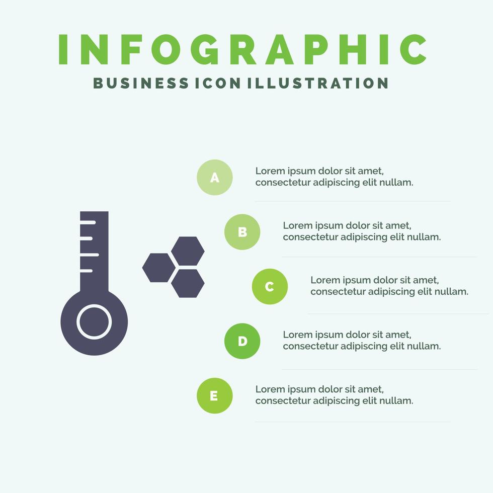 temperatuur temperatuur meter thermometer solide icoon infographics 5 stappen presentatie achtergrond vector