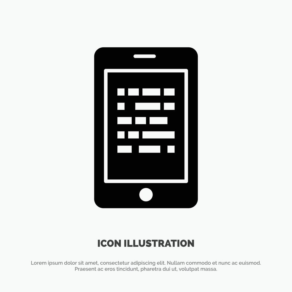 mobiel lezen gegevens beveiligen e aan het leren solide glyph icoon vector