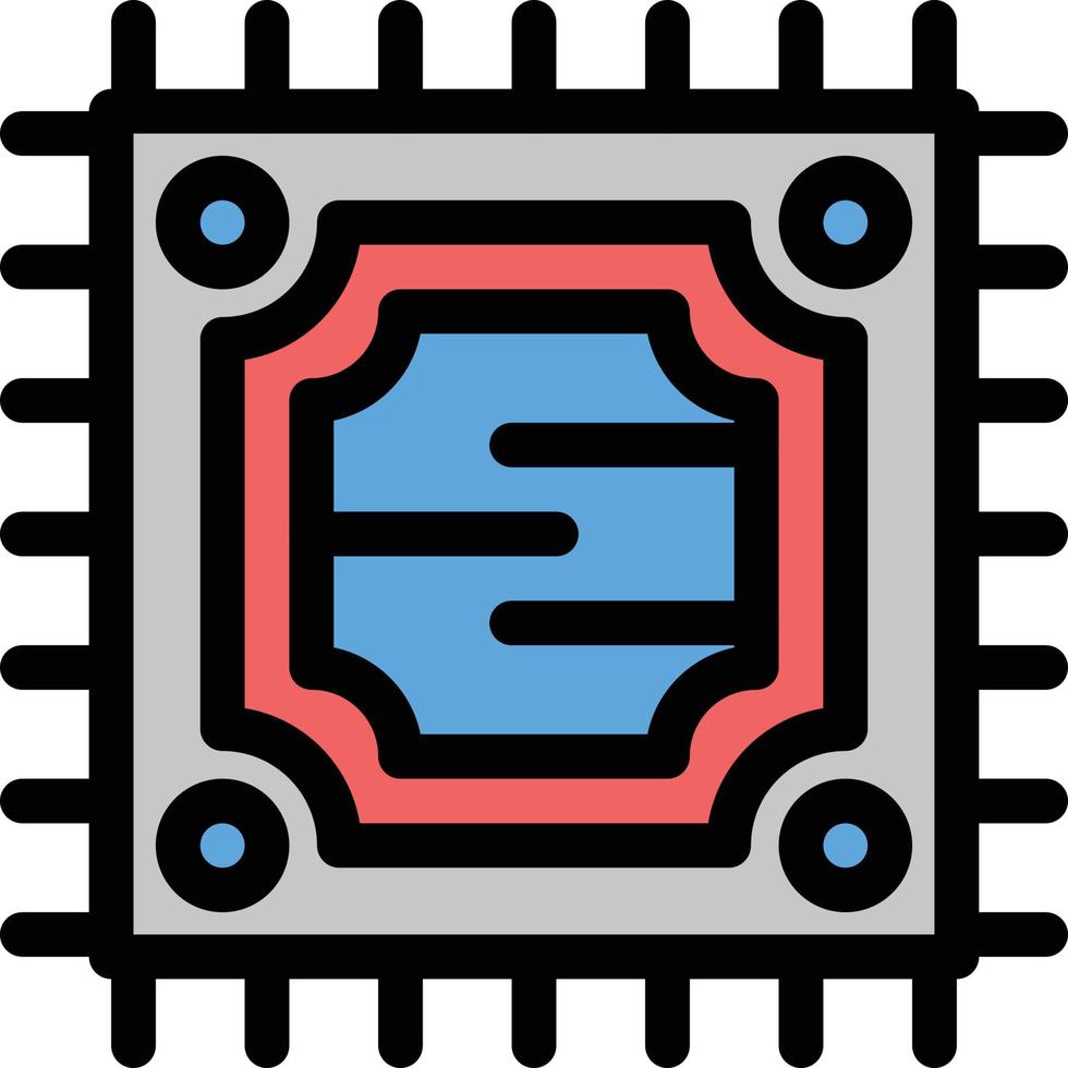 CPU microchip bewerker vlak kleur icoon vector icoon banier sjabloon