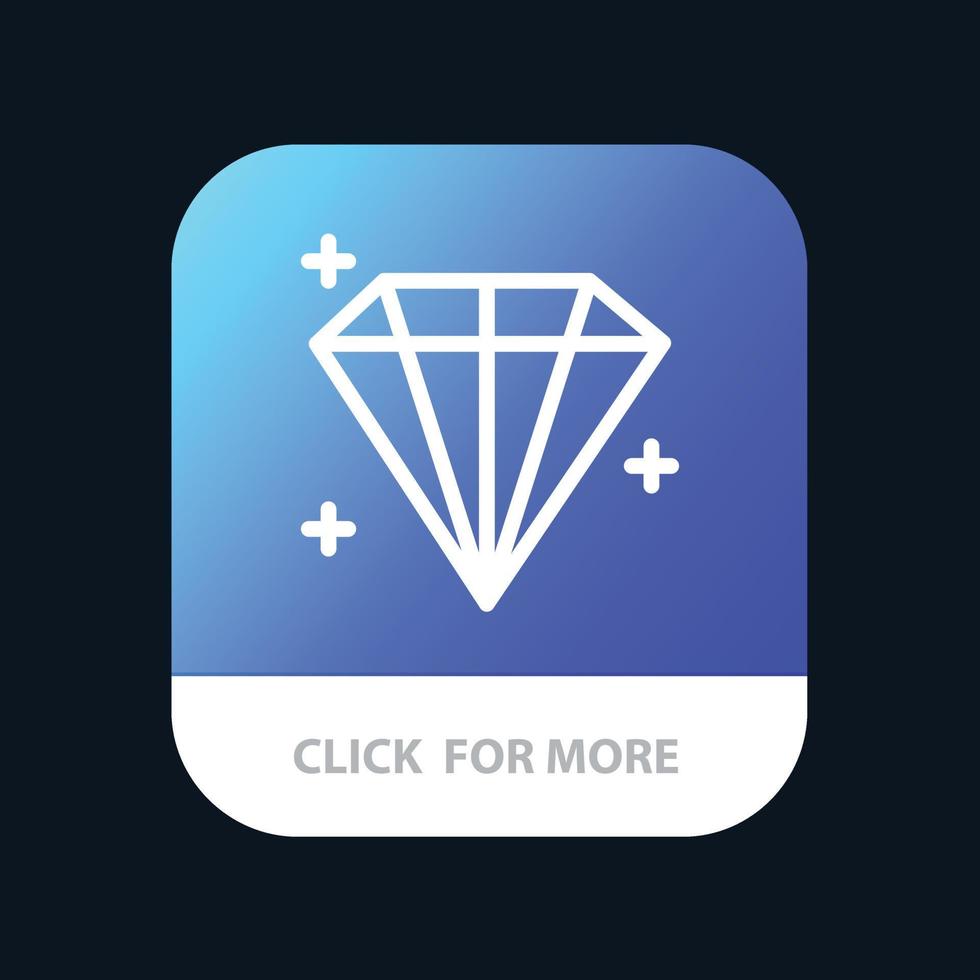 diamant juweel gebruiker mobiel app knop android en iOS lijn versie vector