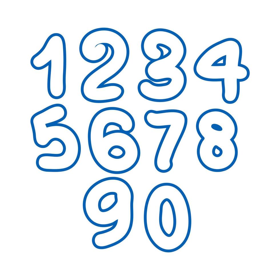 hand- getrokken bubbel getallen verzameling. vector illustratie.