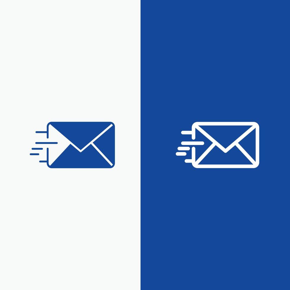 e-mail mail bericht lijn en glyph solide icoon blauw banier lijn en glyph solide icoon blauw banier vector