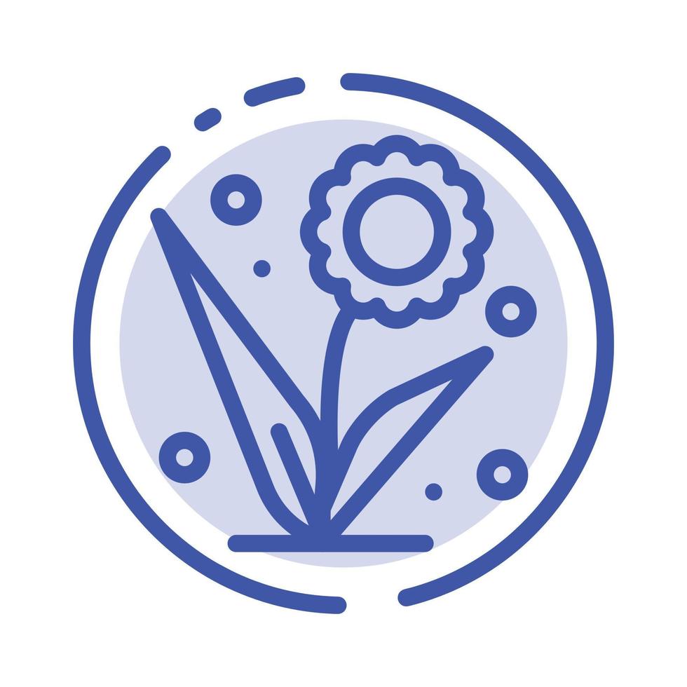 flora bloemen bloem natuur voorjaar blauw stippel lijn lijn icoon vector