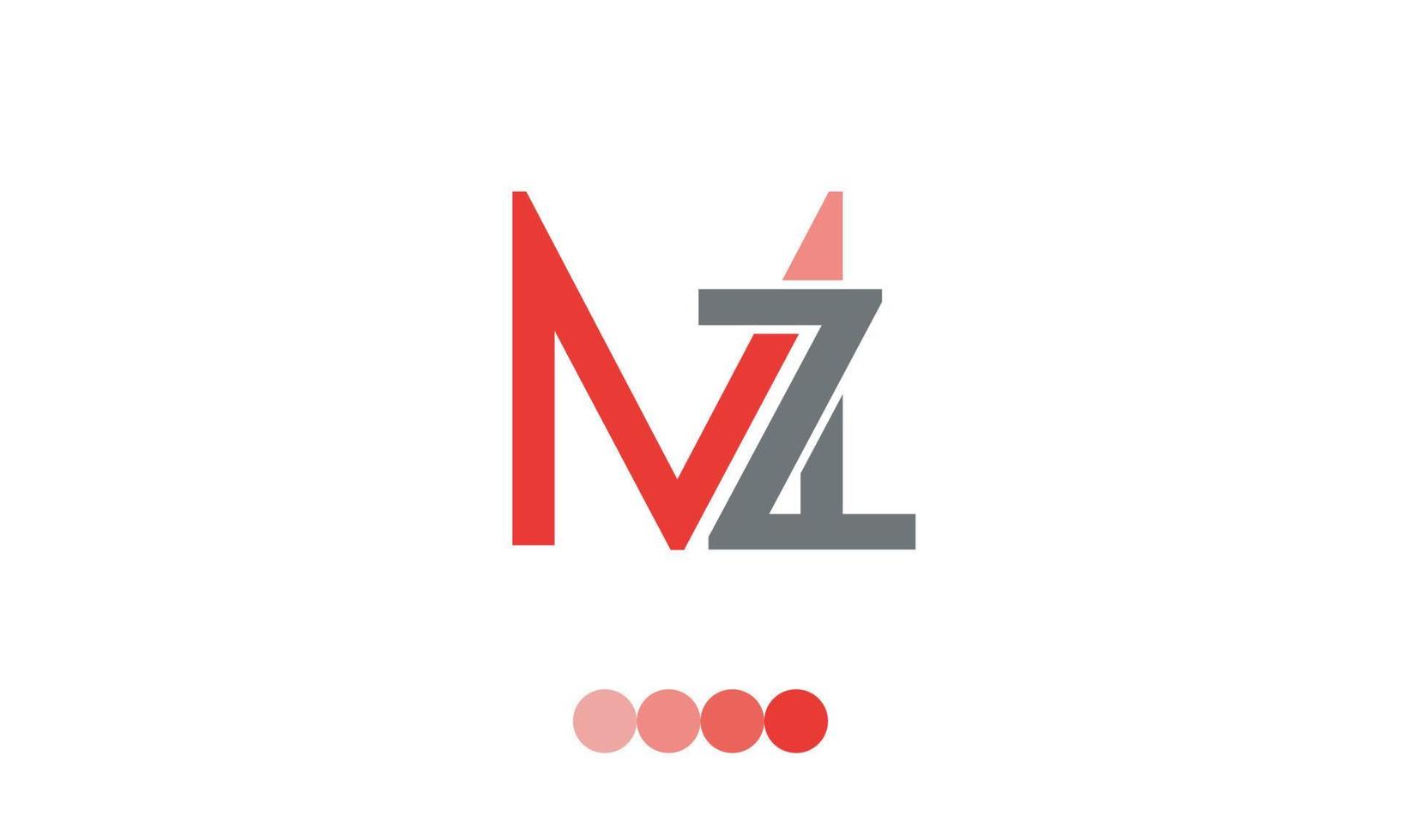 alfabet letters initialen monogram logo mz, zm, m en z vector