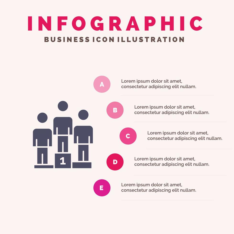 winnaars voetstuk podium winnaars solide icoon infographics 5 stappen presentatie achtergrond vector