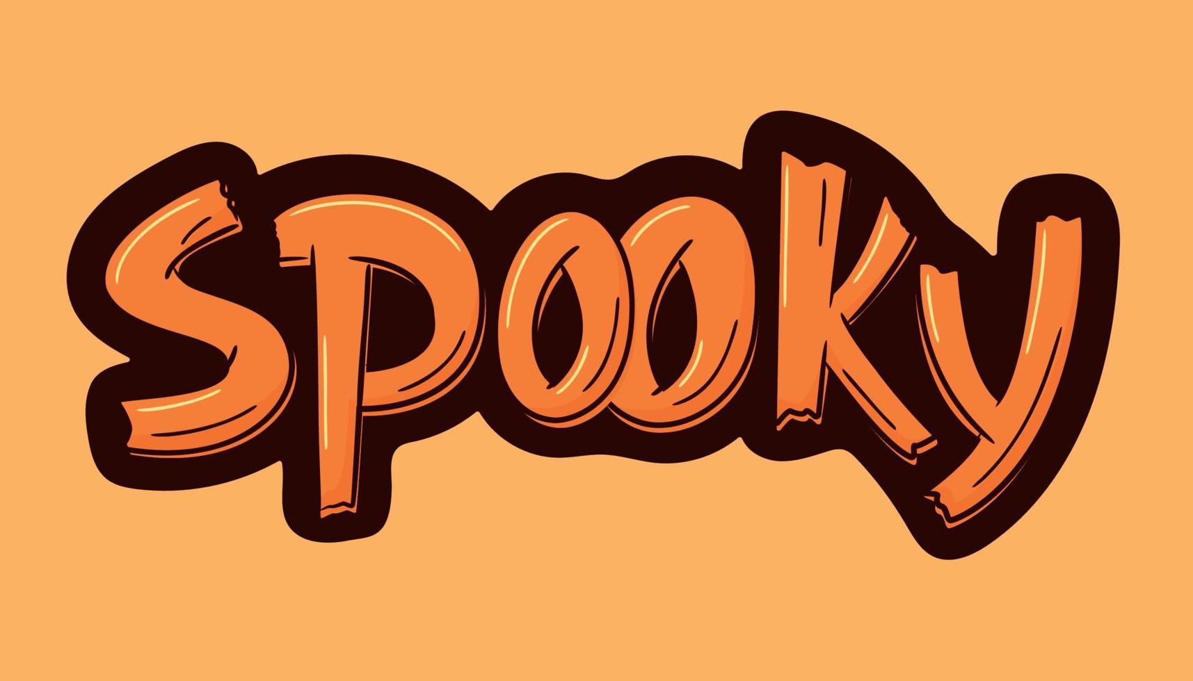 halloween vector sticker spookachtig hand- getrokken halloween belettering teken. tekening voor logo, poster, embleem, groet kaart. tekenfilm stijl