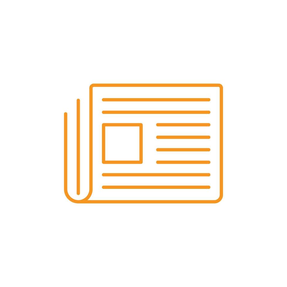 eps10 oranje vector artikel of krant- lijn kunst icoon geïsoleerd Aan wit achtergrond. druk op of tijdschrift schets symbool in een gemakkelijk vlak modieus modern stijl voor uw website ontwerp, logo, en mobiel app