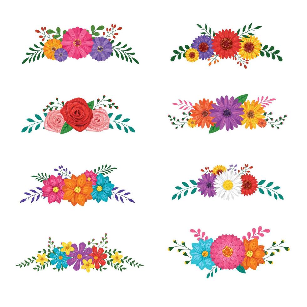 reeks van bloemen ornamenten geïsoleerd Aan wit achtergrond vector