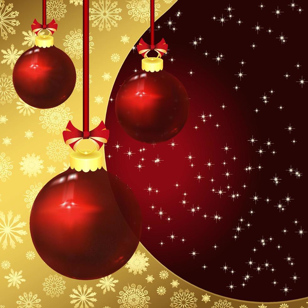 vector Kerstmis achtergrond met kerstballen Aan een donker rood.
