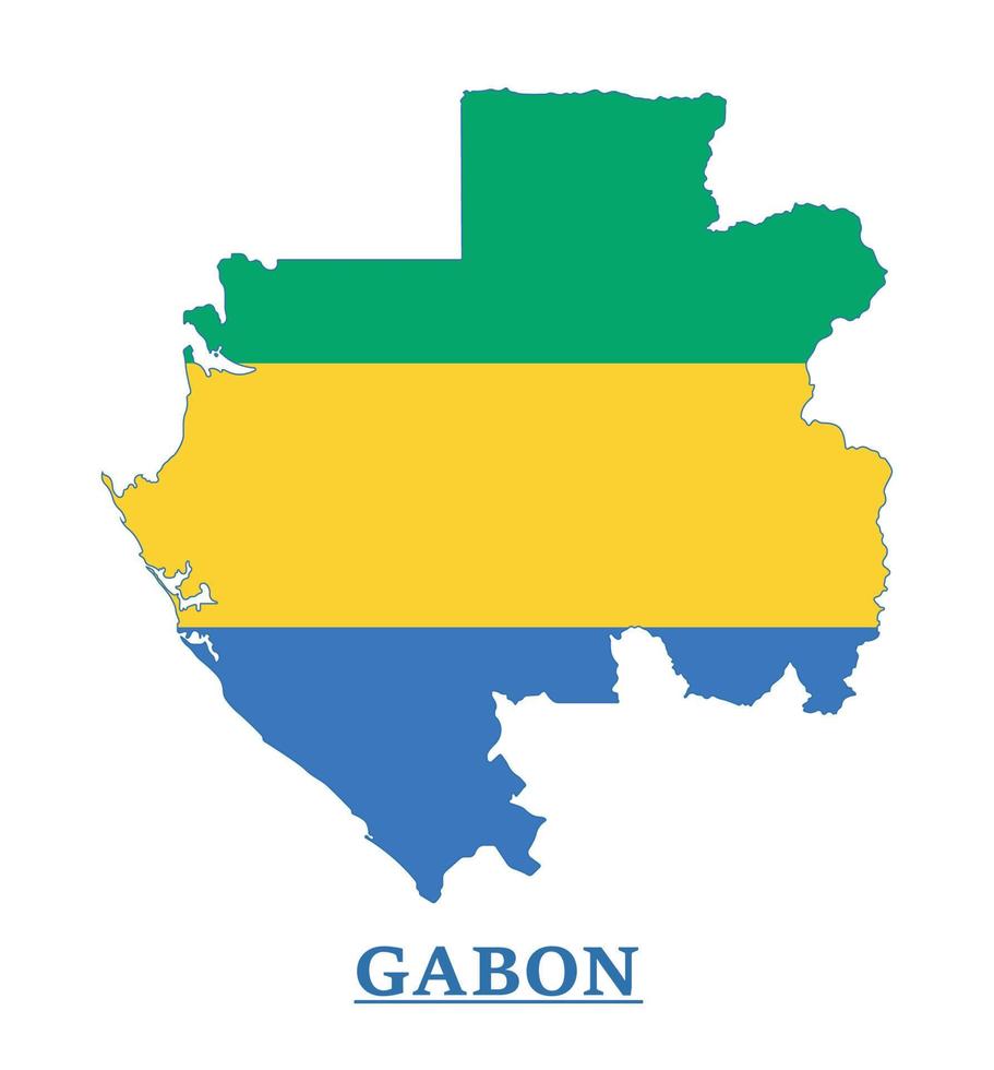 Gabon nationaal vlag kaart ontwerp, illustratie van Gabon land vlag binnen de kaart vector