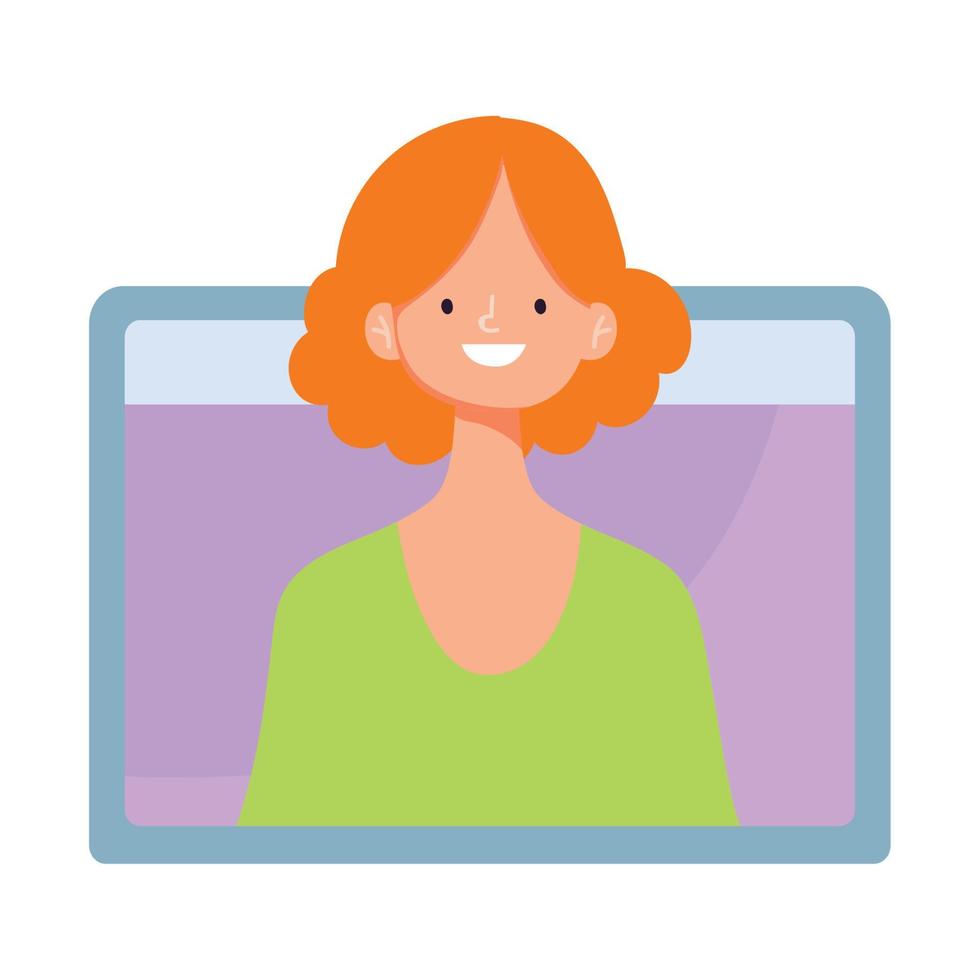 jong vrouw video online opleiding geïsoleerd icoon ontwerp wit achtergrond vector
