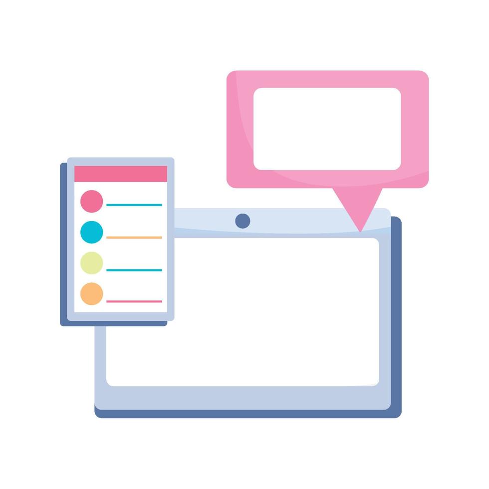 tablet inhoud toespraak bubbel school- geïsoleerd icoon ontwerp wit achtergrond vector