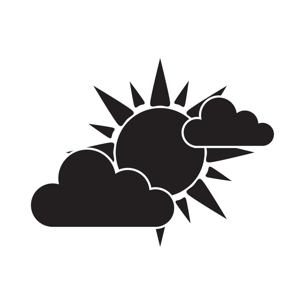 zon wolken lucht weer in silhouet stijl geïsoleerd icoon vector