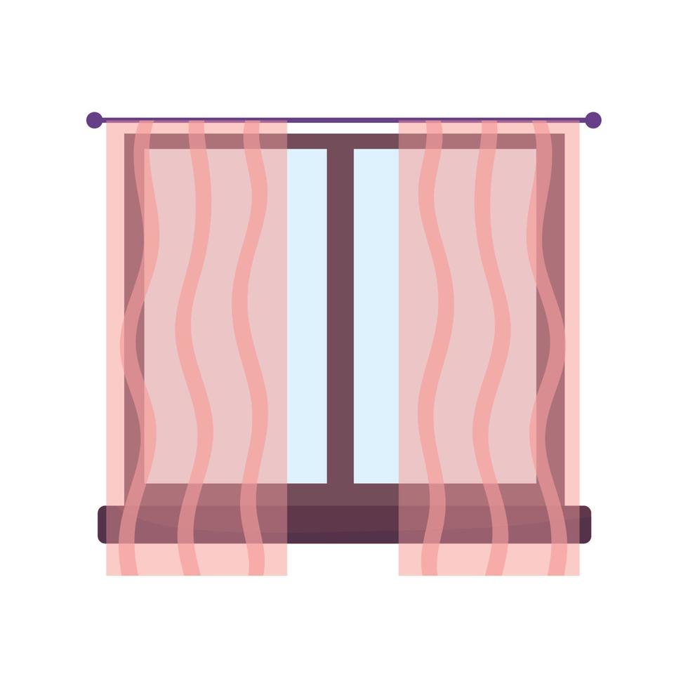 venster met gordijnen decoratie interieur geïsoleerd ontwerp icoon wit achtergrond vector