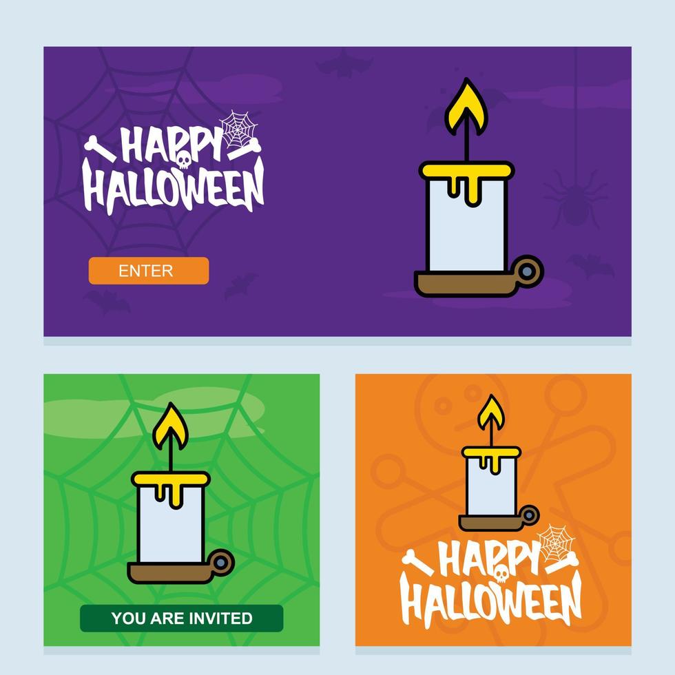 gelukkig halloween uitnodiging ontwerp met kaars vector