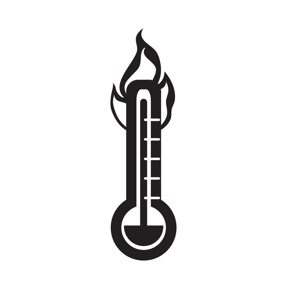 heet thermometer temperatuur brand in silhouet stijl geïsoleerd icoon vector