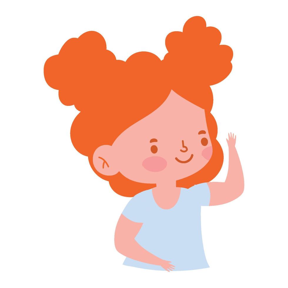 portret weinig meisje tekenfilm karakter geïsoleerd icoon ontwerp wit achtergrond vector