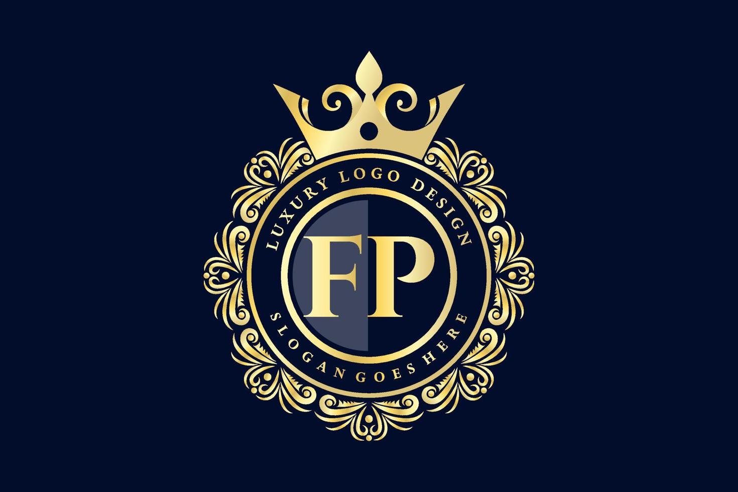 fp eerste brief goud kalligrafische vrouwelijk bloemen hand- getrokken heraldisch monogram antiek wijnoogst stijl luxe logo ontwerp premie vector